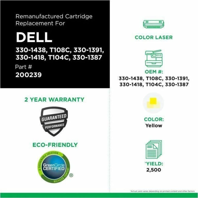 Clover Imaging Remanufactured High Yield Yellow Toner Cartridge for Dell 2130/2135 - Thumbnail 3