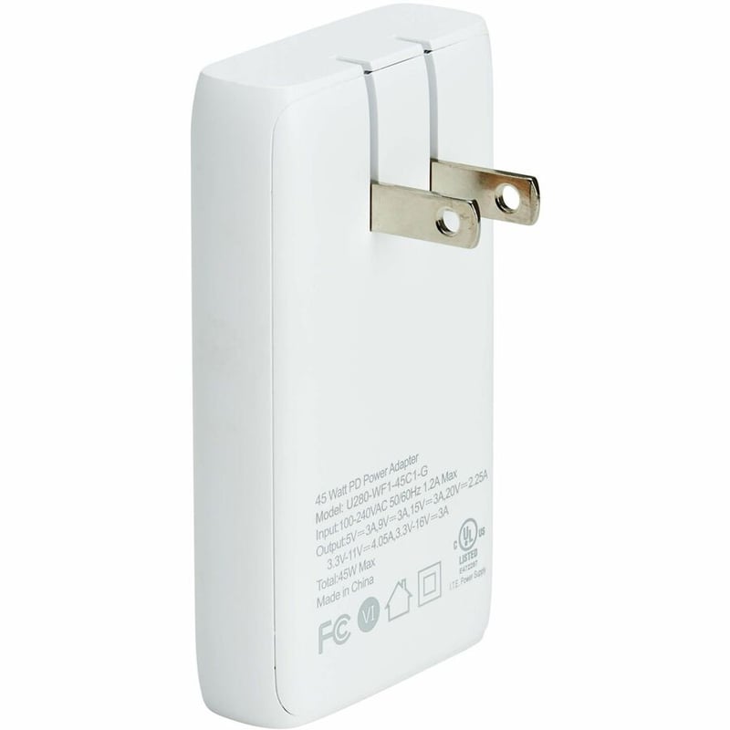 FLAT 1-PORT USB-C WALL CHARGER GAN TECH 45W PD 3.0 CHARGING WHITE - Thumbnail 2