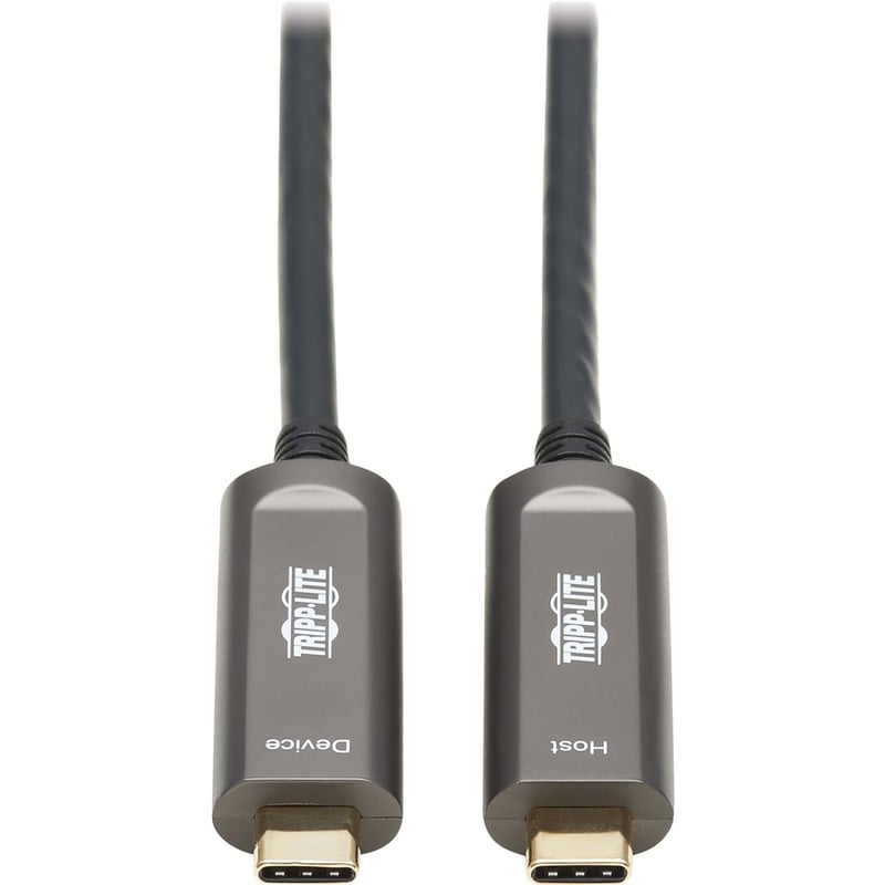 Tripp Lite by Eaton USB-C AOC Cable (M/M) - USB 3.2 Gen 2 (10 Gbps) Plenum-Rated Fiber Active Optical Cable - Data Only Backward Compatible Black 10 m (33 ft.) - Thumbnail 2