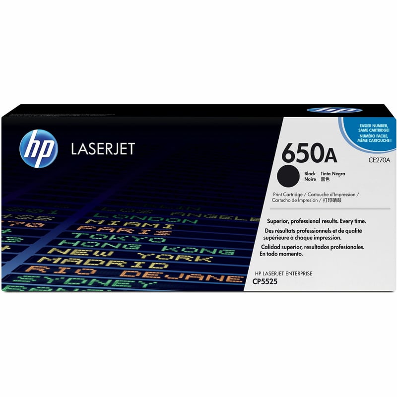 HP 650A (CE270A) Original Laser Toner Cartridge - Single Pack - Black - 1 Each - Thumbnail 1
