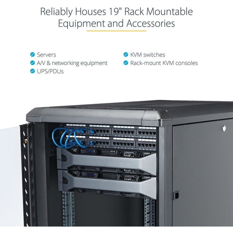 StarTech.com 4-Post 15U Server Rack Cabinet, 19" Data Rack Cabinet for Computer / IT Equipment, Home Network Rack, Half Height Server Rack - Thumbnail 3