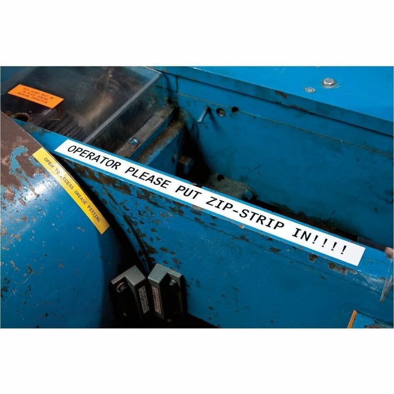VINYL LABEL TAPE W/ RIBBON FOR BMP41 BMP51 M511 PRINTERS - 0.25, BLACK ON WHITE - Thumbnail 2