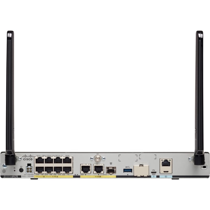 Cisco C1111-8PLTEEAW Wi-Fi 5 IEEE 802.11ac 2 SIM Cellular, Ethernet, ADSL2, VDSL2+ Modem/Wireless Router - Thumbnail 3