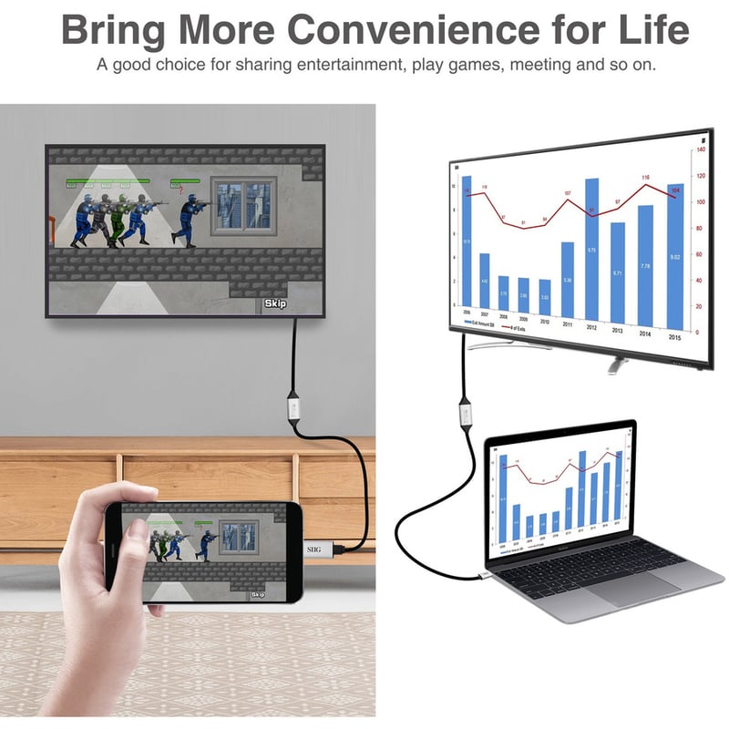 SIIG USB-C to HDMI 4K 60Hz Active Cable - 3M - Thumbnail 4