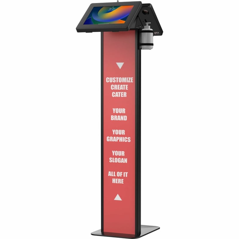 CTA Digital Premium Dual Enclosure Locking Floor Stand Kiosk with Graphic Card Slot and Soap Dispenser Bracket (Black) - Thumbnail 1