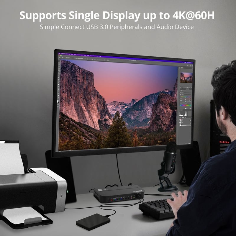 SIIG 2x1 HDMI 4K HDR KVM USB 3.0 Switch with Remote Control - Thumbnail 5