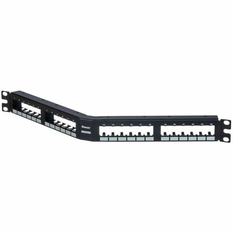 PanNet Mini-Com, Angled,Unshielded, Patch Panel, 24 Port, 1 RU, Black - Thumbnail 2