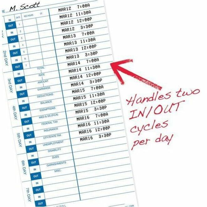 Pyramid 500/3700 Time Clock Universal Time Cards - Thumbnail 4