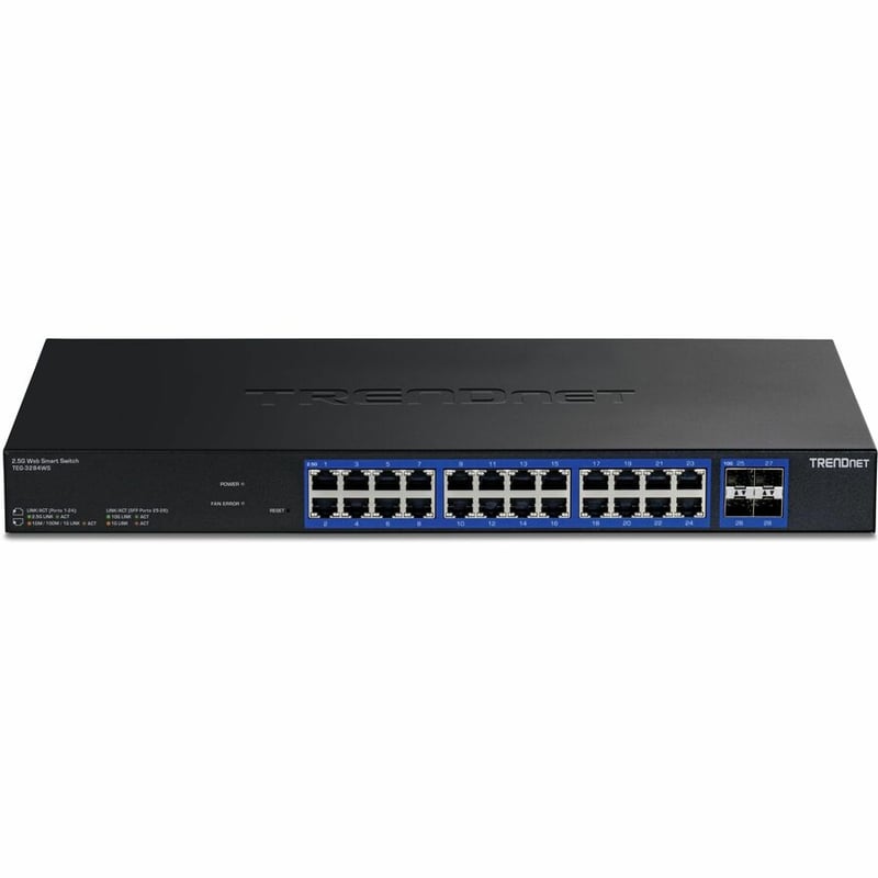 TRENDnet 28-Port Multi-Gig Web Smart Switch, TEG-3284WS, 24 x 2.5G Ports, 4 x 10G SFP+ Ports, Remote Cloud Management, NDAA TAA Compliant, 200Gbs, Lifetime Protection - Thumbnail 3