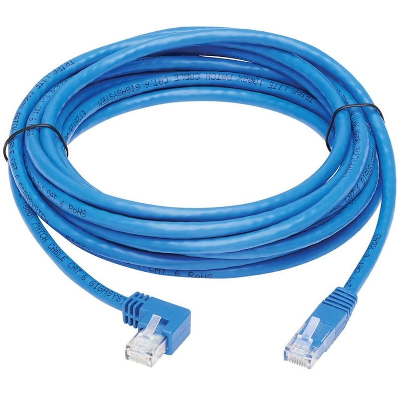 Eaton Tripp Lite Series Left-Angle Cat6 Gigabit Molded UTP Ethernet Cable (RJ45 Left-Angle M to RJ45 M), Blue, 15 ft. (4.57 m) - Thumbnail 5