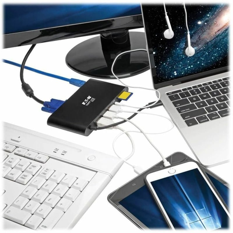 Tripp Lite by Eaton USB-C Dock Dual Display - 4K HDMI / mDP VGA USB 3.x (5Gbps) USB-A/C Hub GbE Memory Card 100W PD Charging - Thumbnail 2