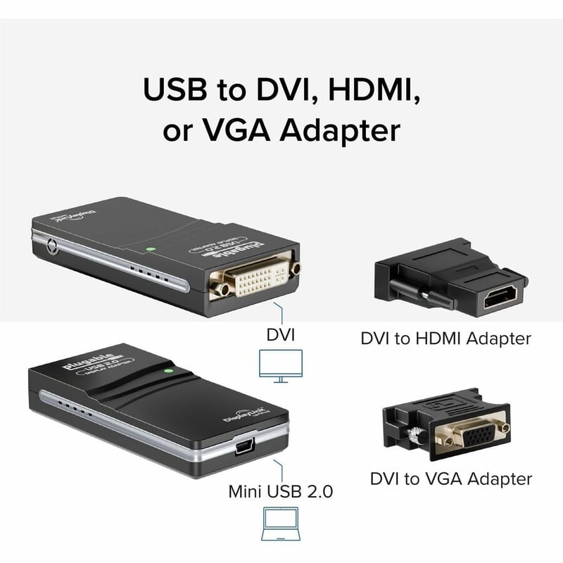 Plugable USB 2.0 to DVI/VGA/HDMI Video Graphics Adapter - Thumbnail 2