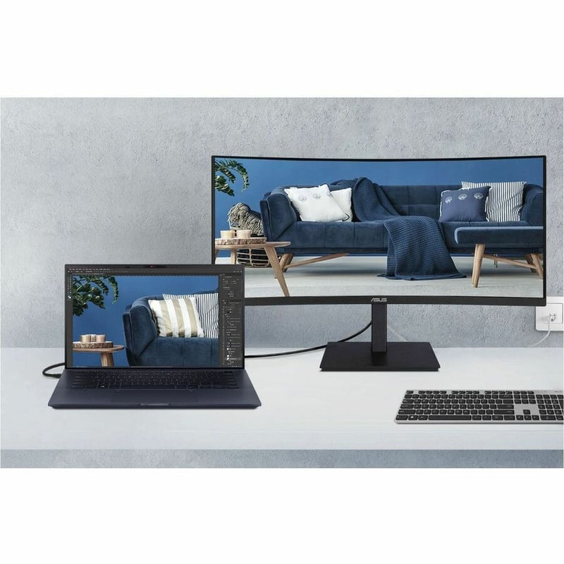 Asus VA34VCPSN 34" Class UW-QHD Curved Screen LED Monitor - 21:9 - Matte Black