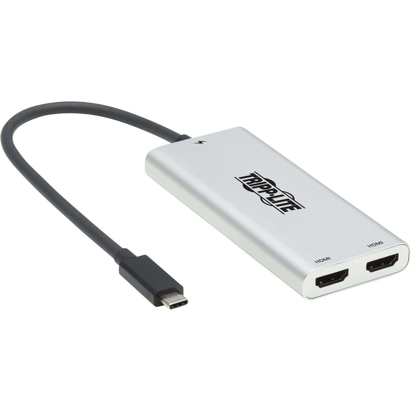 Eaton Tripp Lite Series Dual-Monitor Thunderbolt 3 to HDMI Adapter (M/2xF) - 4K 60 Hz, 4:4:4, Silver - Thumbnail 1