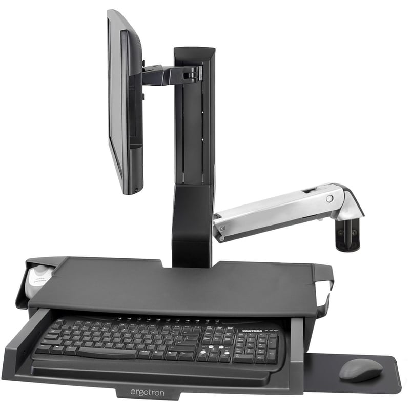 Ergotron StyleView Mounting Arm for Keyboard, Monitor, Bar Code Scanner, Mouse, Wrist Rest - Polished Aluminum - Thumbnail 2