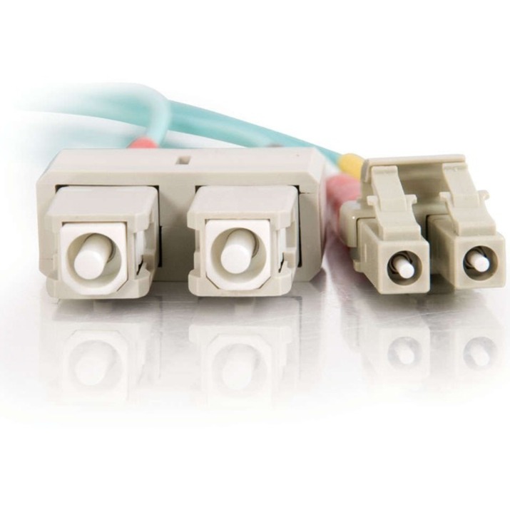C2G 3m LC-SC 10Gb 50/125 Duplex Multimode OM3 Fiber Cable - Aqua - 10ft - Thumbnail 4