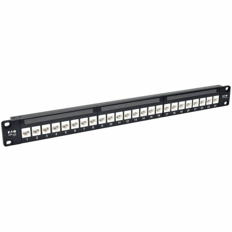 Tripp Lite by Eaton 24-Port 1U Rack-Mount Cat6a Feedthrough Patch Panel RJ45 Ethernet - Thumbnail 1