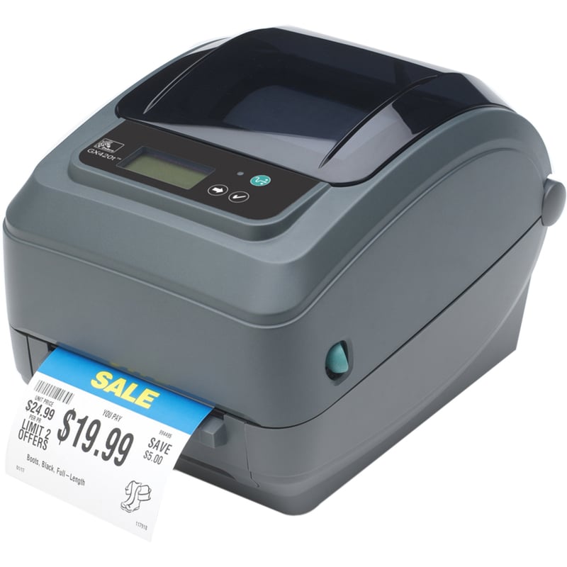 Zebra GX420t Desktop Direct Thermal/Thermal Transfer Printer - Monochrome - Label Print - Fast Ethernet - USB - Serial - Parallel - With Cutter