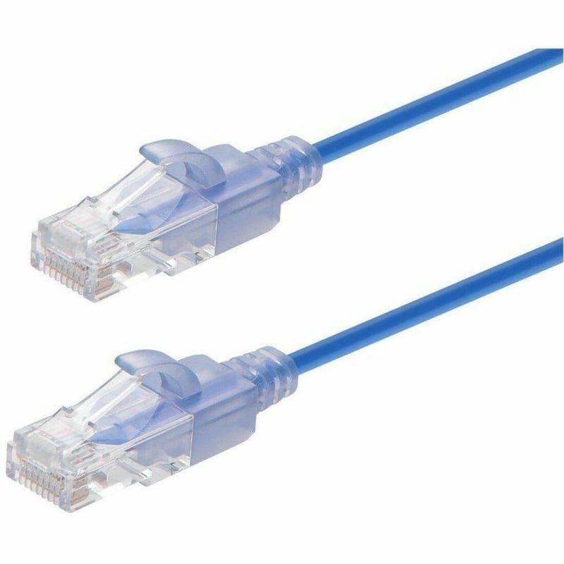 MONOPRICE CAT6A 7FT BLUE PATCH CABLE_ UTP_ 30AWG_ 10G_ PURE BARE COPPER_ SNAGLES - Thumbnail 1