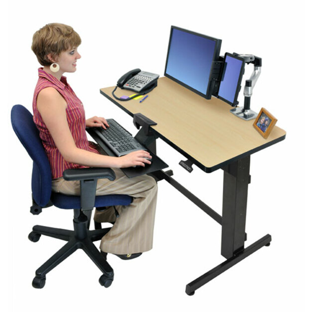 Ergotron WorkFit-D, Sit-Stand Desk (Birch Surface) - Thumbnail 2