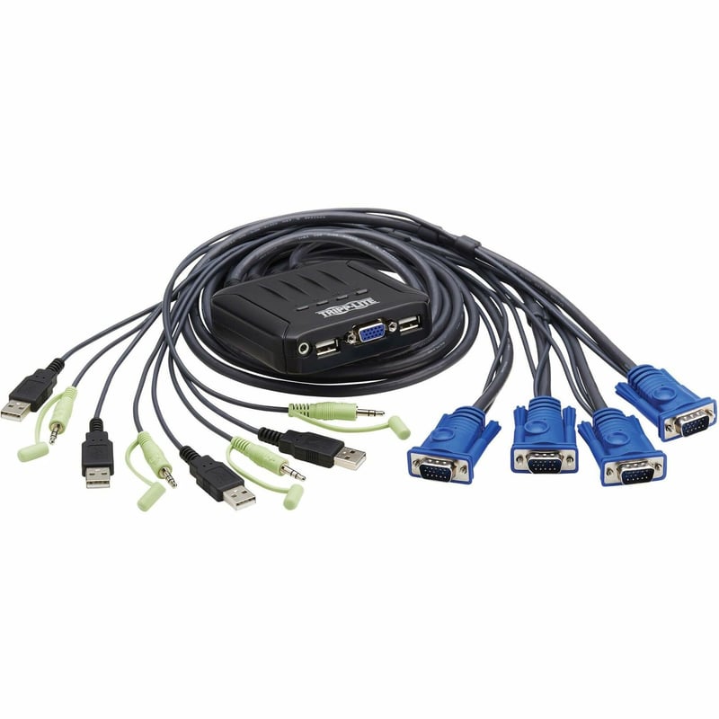 Tripp Lite by Eaton 4-Port VGA KVM Switch with Built-In VGA, USB and 3.5 mm Audio Cables - Thumbnail 1