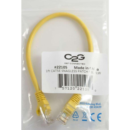C2G 10ft Cat5e Ethernet Cable - 350 MHz - Snagless - Yellow - Thumbnail 5