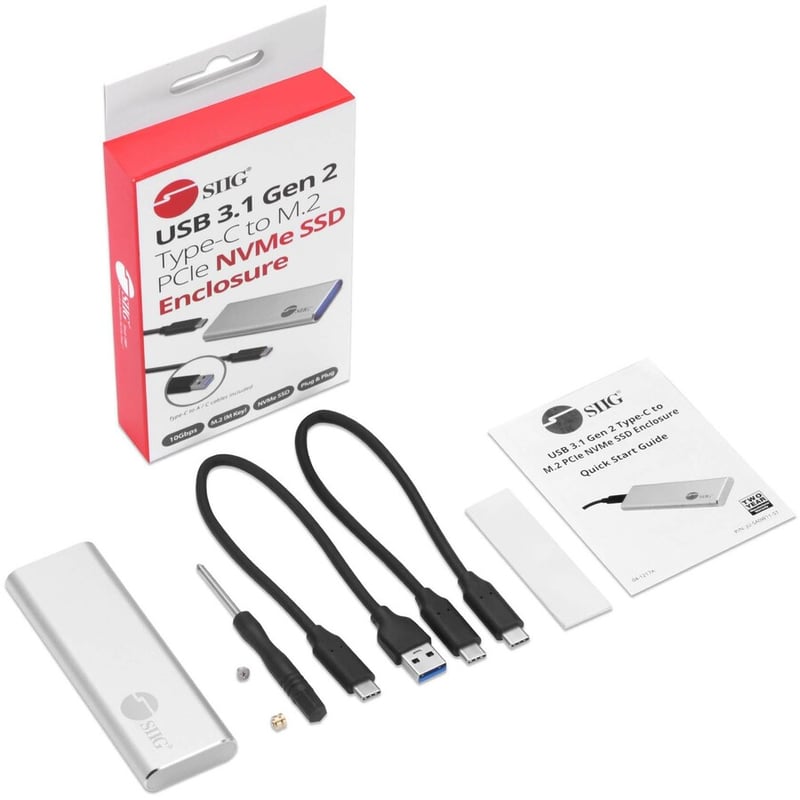 SIIG Drive Enclosure - USB 3.1 Type C Host Interface - UASP Support External - Silver - Thumbnail 2