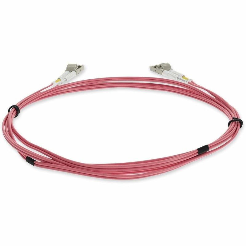 AddOn 5m LC to LC Pink OM4 Duplex OFNR (Riser-Rated) Fiber Patch Cable - Thumbnail 4