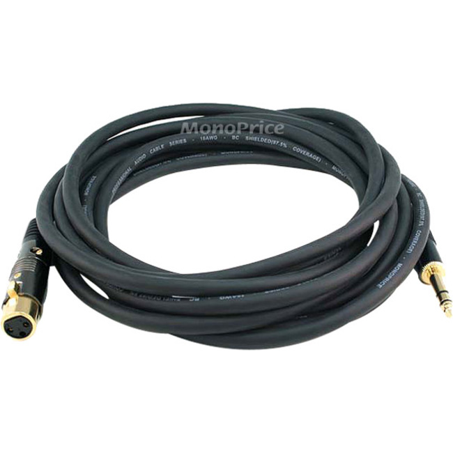 XLR F TO 1/4INCH TRS M 16AWG CABLE 15FT - Thumbnail 1