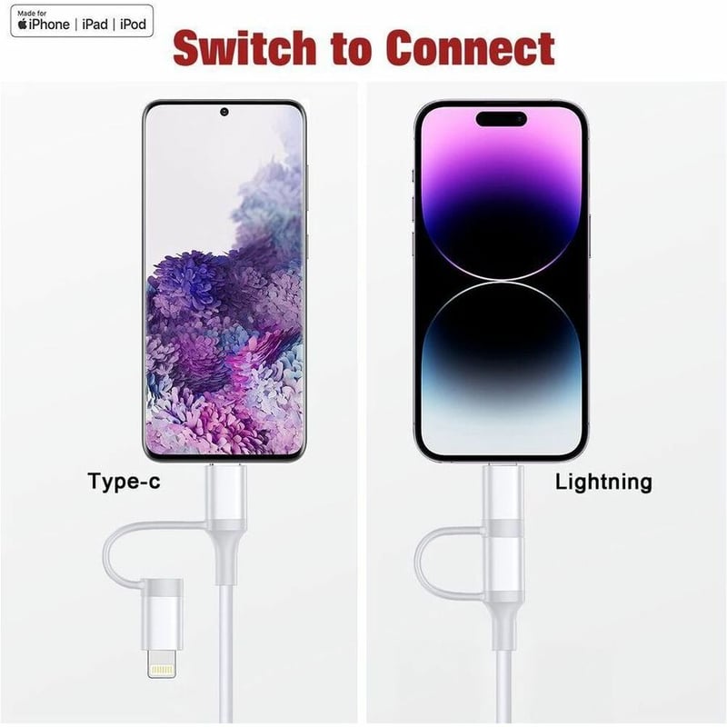 25W USB-C POWER ADAPTER 2 IN 1 USB-C TO USB-C LIGHTNING 3FT CABLE - Thumbnail 4