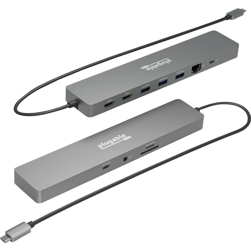 Plugable 11-in-1 USB-C Hub 100W USB-C Pass-through, Laptop Docking Station Dual Monitor with 4K 60Hz HDMI - Thumbnail 1