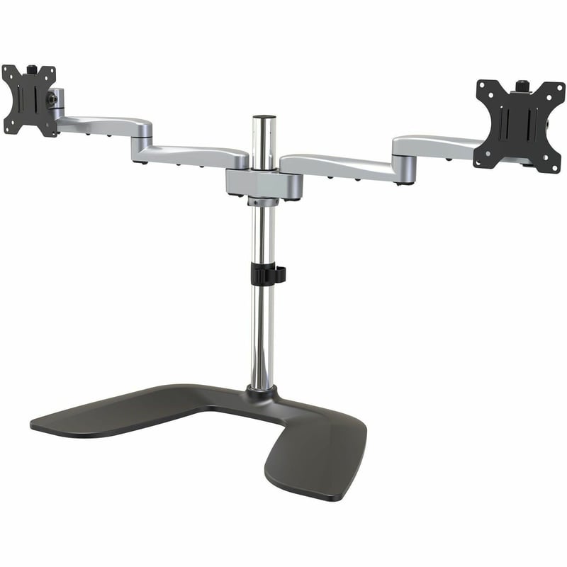 StarTech.com Dual Monitor Stand, Ergonomic Desktop Monitor Stand for up to 32"(17.6lb/8kg) VESA Displays, Free-Standing Adjustable, Silver - Thumbnail 1