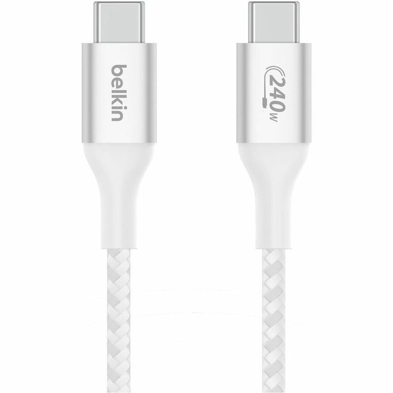 Belkin 240W USB-C to USB-C Cable - 480 Mbps - Nylon, Braided - M/M - 2m/6.6ft - White - Thumbnail 5