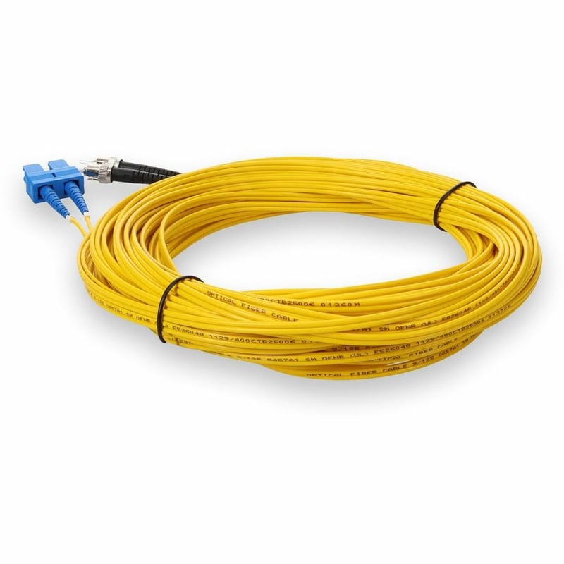 AddOn 30m ST to SC Yellow OS2 Duplex OFNR (Riser-Rated) SMF Fiber Patch Cable - Thumbnail 3
