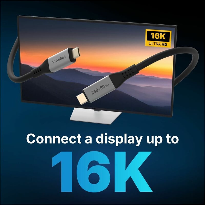 VISIONTEK USB4 CABLE 1.5M 240W POWER DELIVERY 80 GBPS DATA TRANSFE - Thumbnail 5