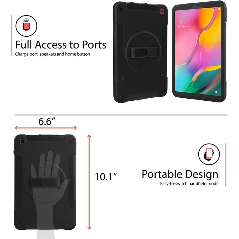 CTA Digital Protective Case with Built-in 360 Degree Rotatable Grip Kickstand & Pen Slot for Samsung Galaxy Tab A7 - Thumbnail 4