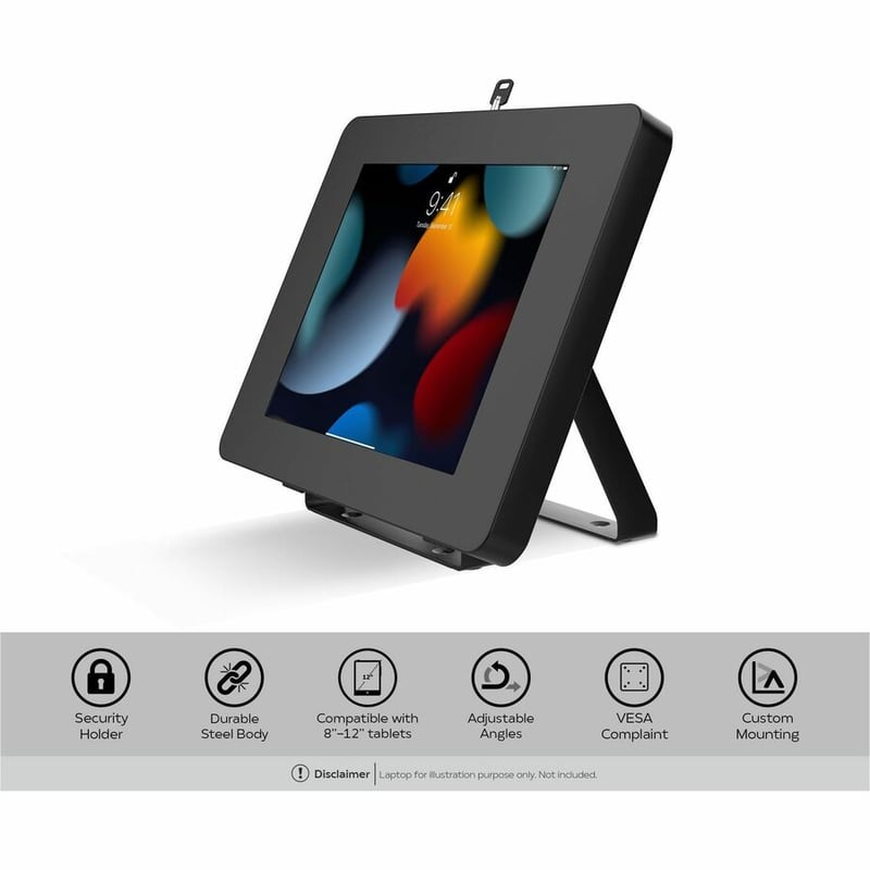 CTA Digital Full Rotation Desk Mount with Universal Security Enclosure (Black) - Thumbnail 3