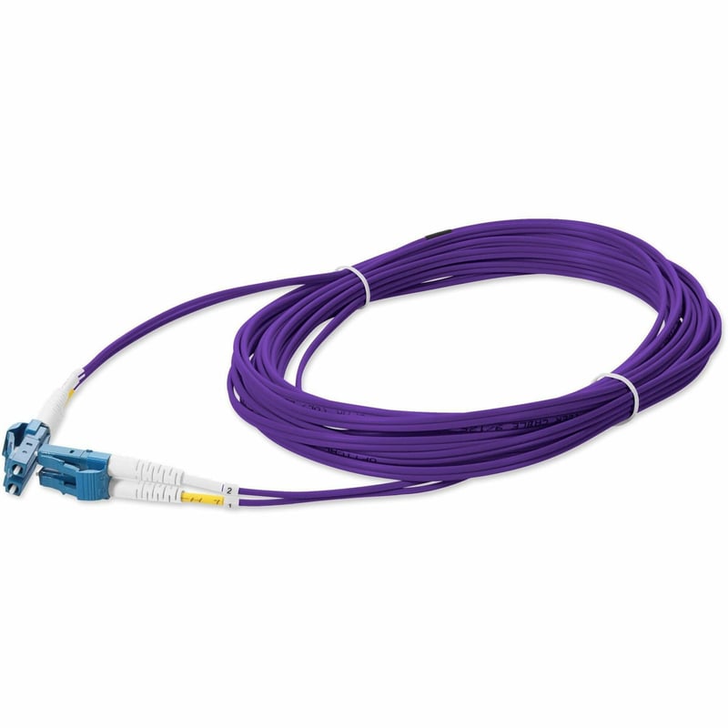 AddOn 15m LC to LC Purple OS2 Duplex OFNR (Riser-Rated) SMF Fiber Patch Cable - Thumbnail 1