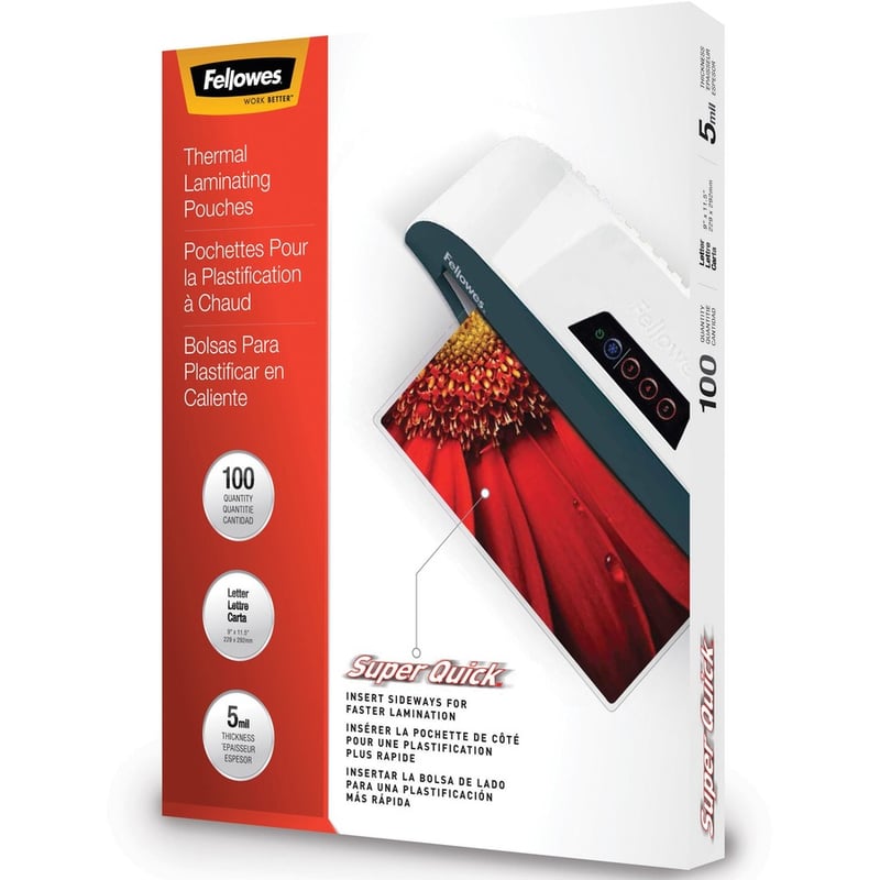 Fellowes Glossy SuperQuick Pouches - Letter, 5 mil, 100 pack - Thumbnail 5