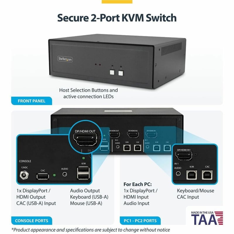 SECURE 2-PORT KVM HDMI/DP - NIAP 4.0 CAC US BUILT - Thumbnail 2