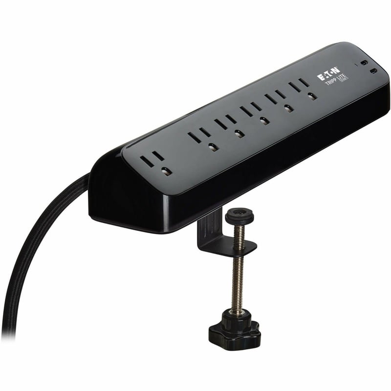 6OUTLET SURGE PROTECTOR 2 USB-C 5-15R 30W PD DESK CLAMP 10FT CORD - Thumbnail 1