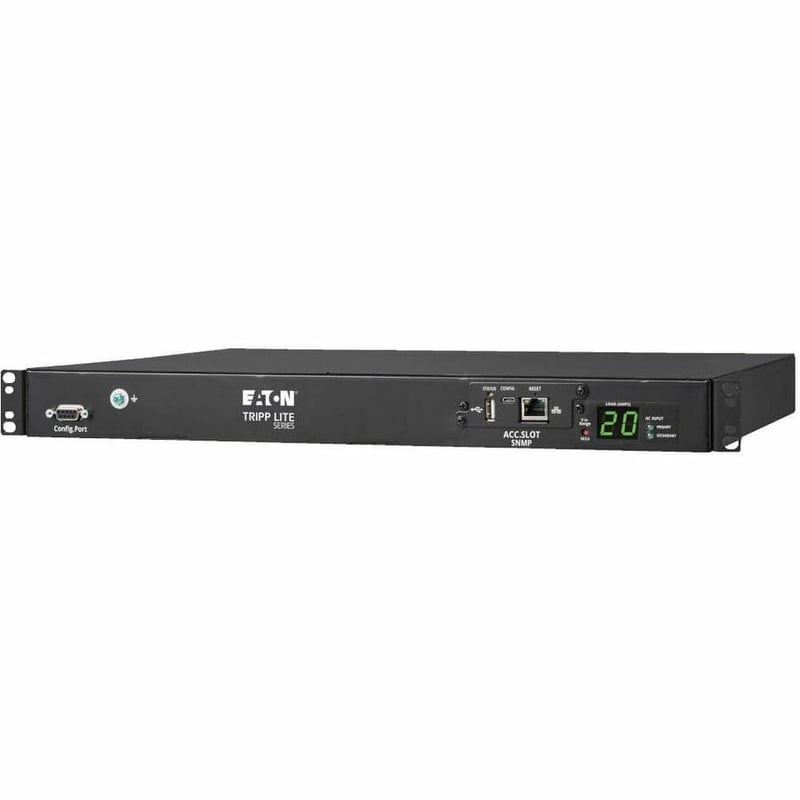 Tripp Lite by Eaton PDU 3.8kW 200-240V Single-Phase ATS/Monitored PDU - 8 C13 and 2 C19 Outlets Dual C20 Inlets 12 ft. Cords Network Card 1U TAA - Thumbnail 3