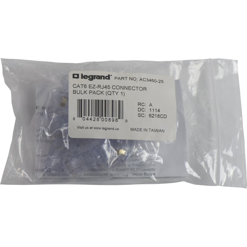 On-Q Cat 6 EZ RJ45 Connector, 25-Pack