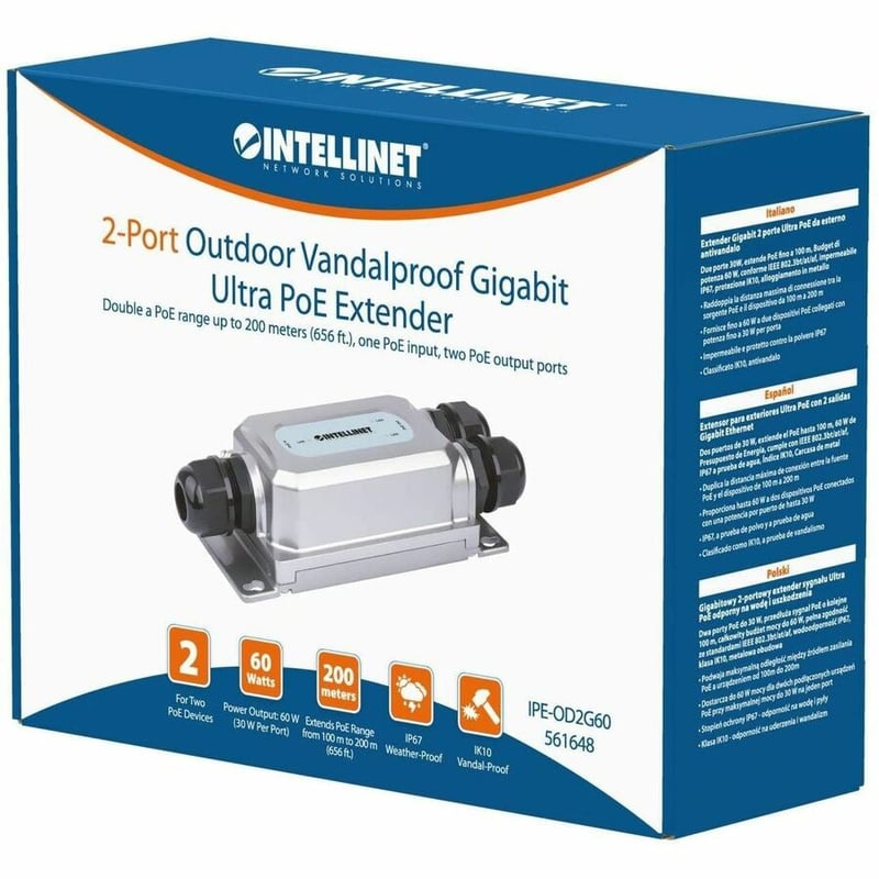 INTELLINET NETWORK SOLUTIONS 2-PORT OUTDOOR VANDALPROOF GIGABIT ULTRA POE EXTEND - Thumbnail 2