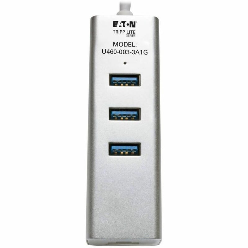 Tripp Lite by Eaton 3-Port USB 3.x (5Gbps) Hub with LAN Port USB-C to 3x USB-A Ports and Gigabit Ethernet Silver - Thumbnail 3