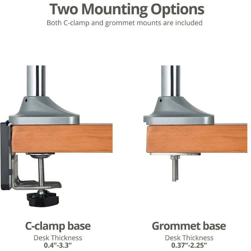 SIIG Triple Monitor Aluminum Gas Spring Desk Mount - Thumbnail 4