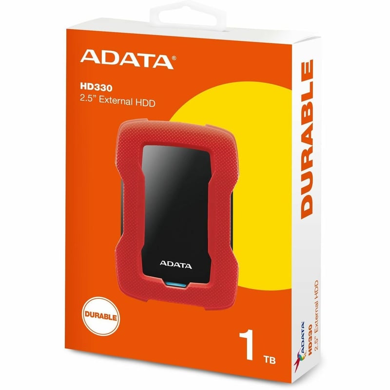 Adata HD330 AHD330-1TU31-CRD 1 TB Portable Hard Drive - External - Red - Thumbnail 1