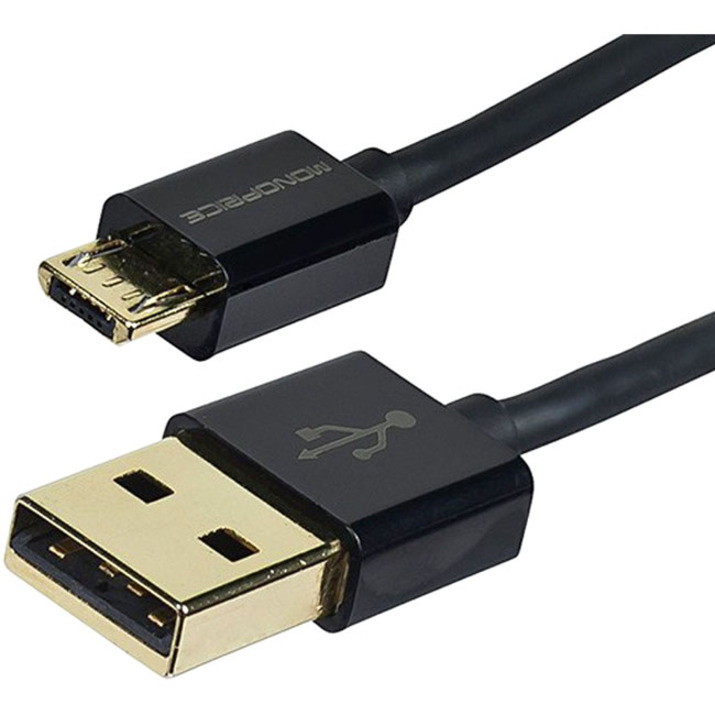 Monoprice Premium USB to Micro USB Charge & Sync Cable 6ft- Black - Thumbnail 2