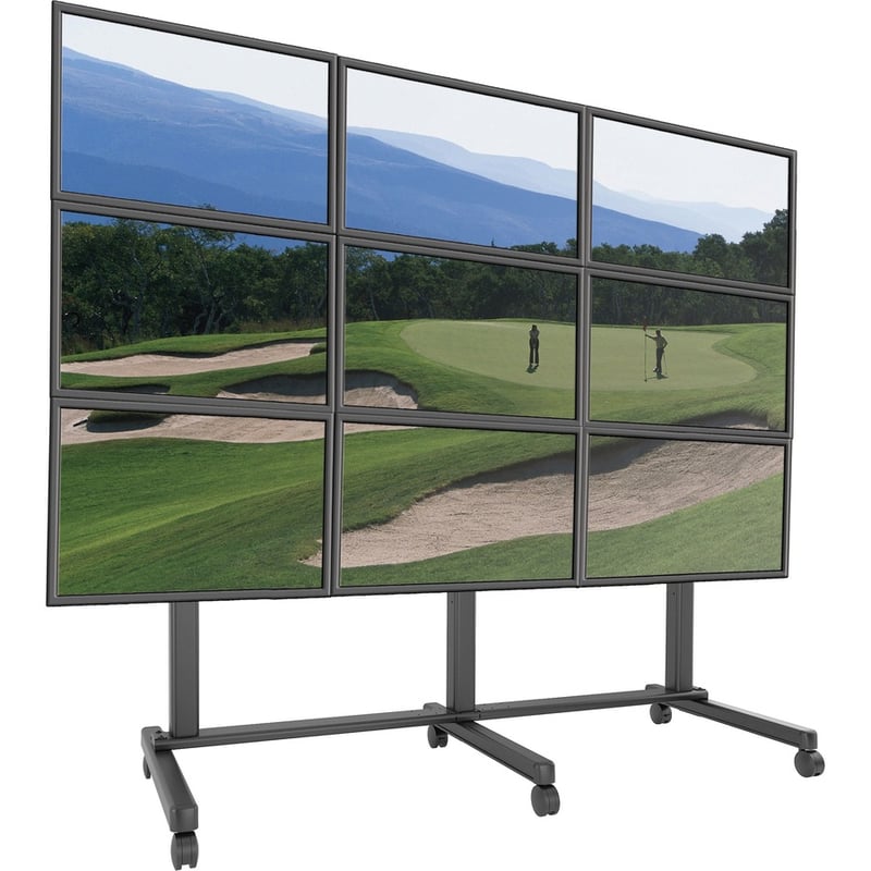 Chief Fusion Large 3x3 Freestanding Video Wall Mobile TV Cart - For 42-50 Inch Displays - TAA Complaint - Black - Thumbnail 3