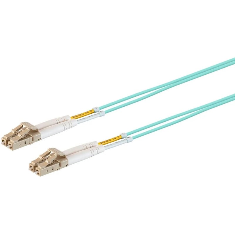 Monoprice OM4 Fiber Optic Cable - LC/LC, 50/125 Type, Multi-Mode, Duplex, 10GB, Aqua, 3m - Thumbnail 1